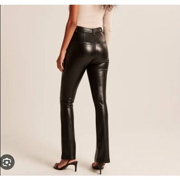 Abercrombie & Fitch Vegan Leather Split Hem ultra high rise skinny pants Size 12 - Picture 2 of 5